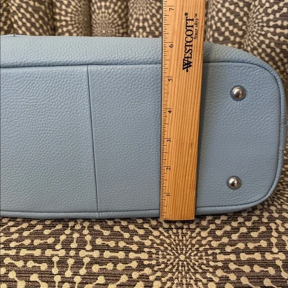 Heshe Light Blue Leather Satchel Bag with Detachable Adjustable Strap Like New - Picture 10 of 16